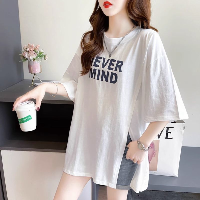 Lavender thin section irregular cover big belly loose t-shirt short-sleeved t-shirt female small summer clothes