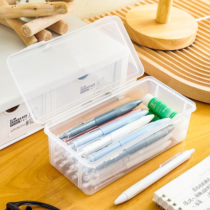 笔收纳盒透明收纳盒马克笔素描笔画笔彩铅笔筒学生文具桌面整理盒