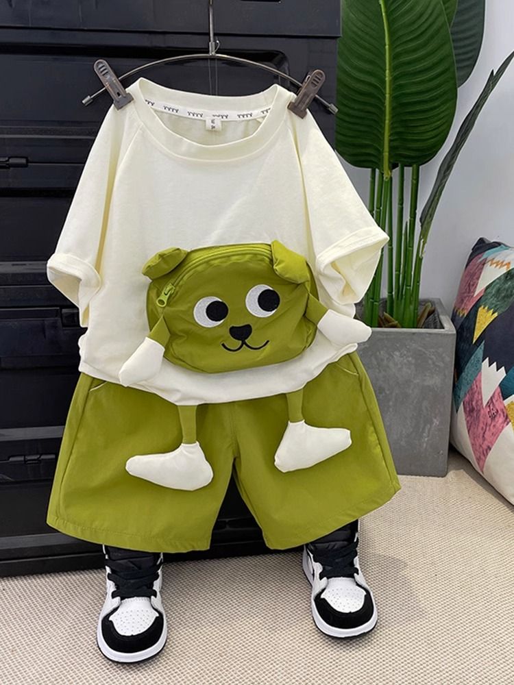  new children's clothing summer suit short-sleeved summer dress fashionable boys and girls baby clothes trendy two-piece set