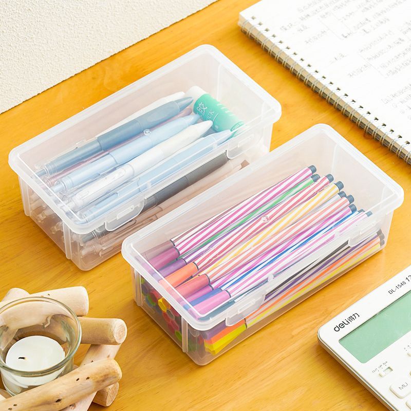 笔收纳盒透明收纳盒马克笔素描笔画笔彩铅笔筒学生文具桌面整理盒
