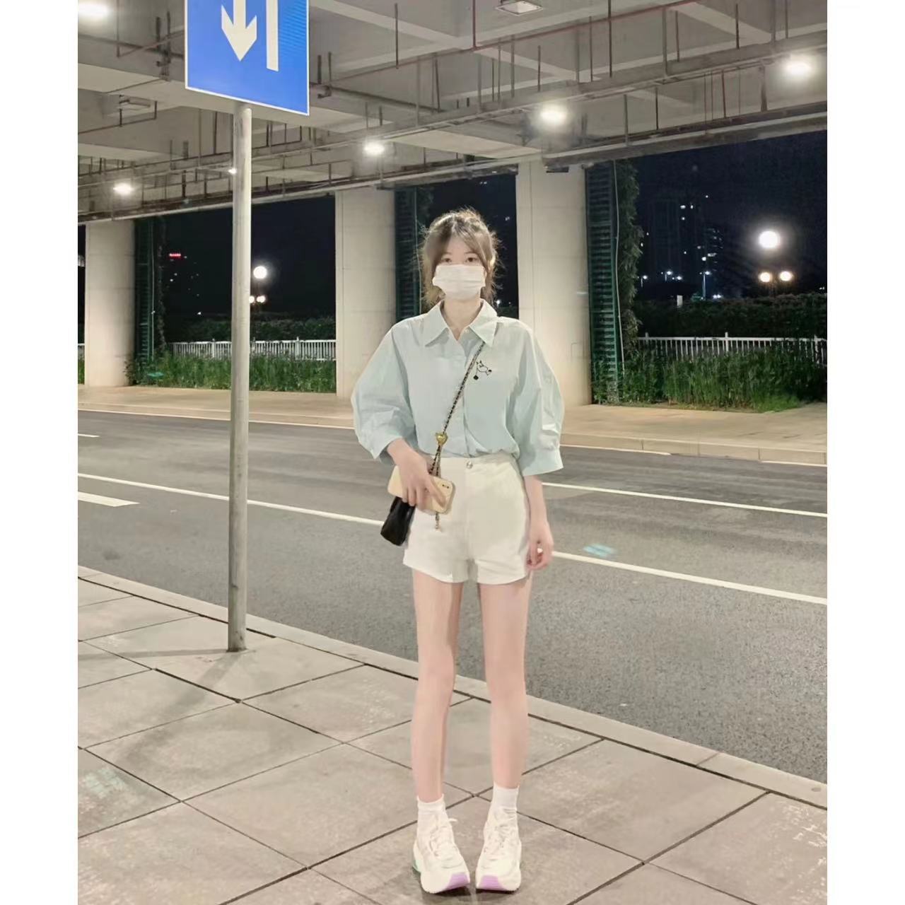 夏季包臀牛仔短褲女白色直筒彈力顯瘦顯腿長簡約熱褲辣妹潮流小眾