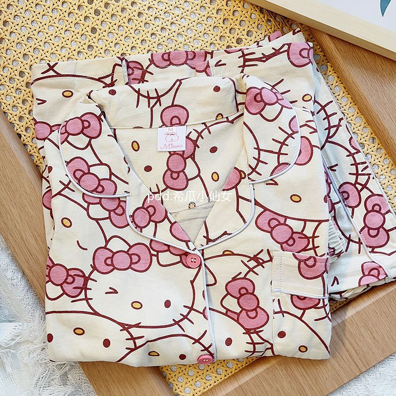 日系凱蒂貓睡衣女夏季新款短袖ins風學生宿舍夏天家居服套裝外穿
