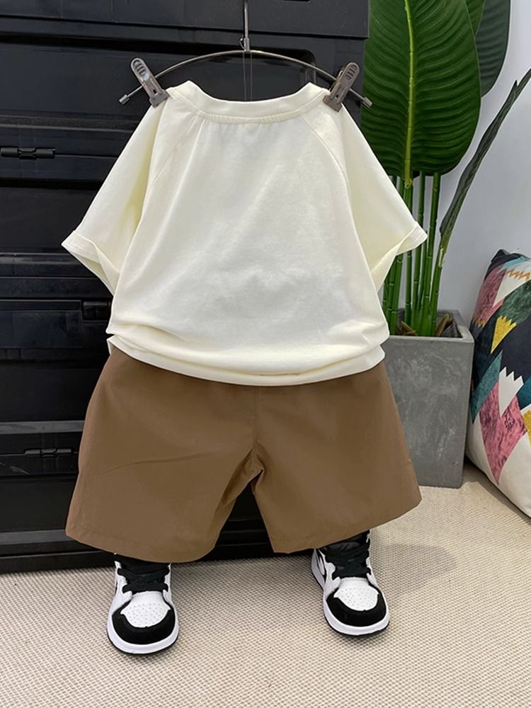 2023 new children's clothing summer suit short-sleeved summer dress fashionable boys and girls baby clothes trendy two-piece set
