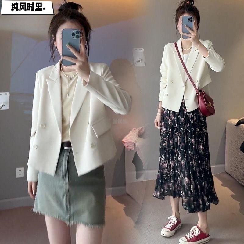 Spring and Autumn new style blazer for women, Korean version, double-breasted, high-end design, casual, versatile, short, temperamental, small suit