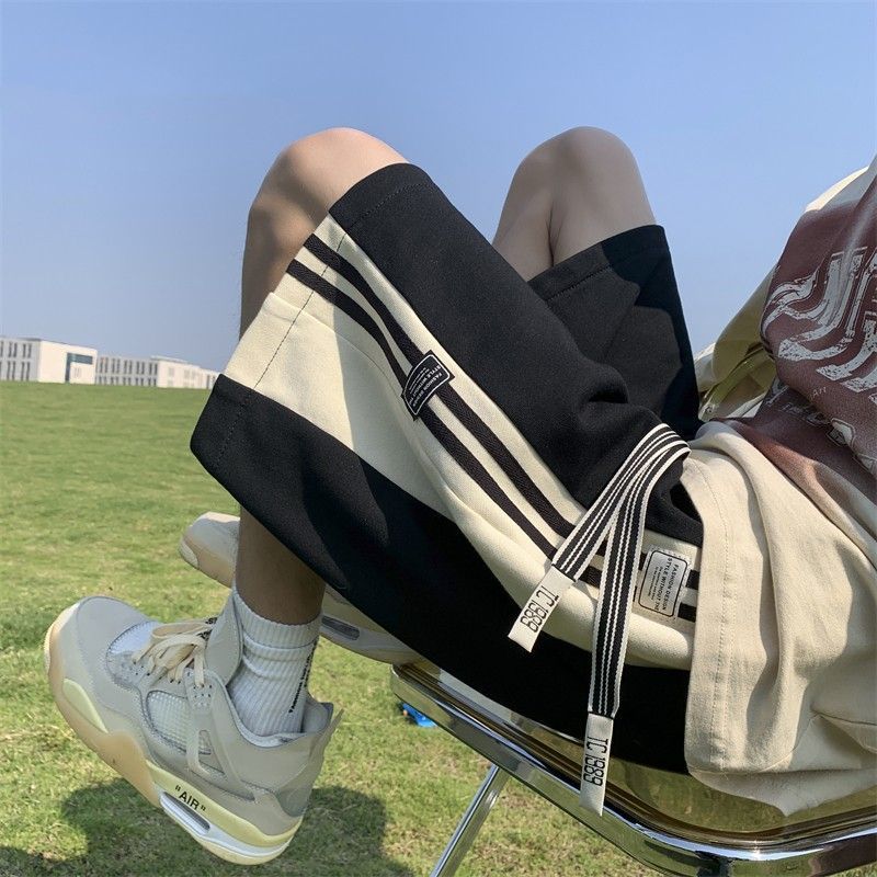 美式短褲男夏季籃球五分中褲青少年透氣潮牌寬鬆百搭沙灘運動褲子