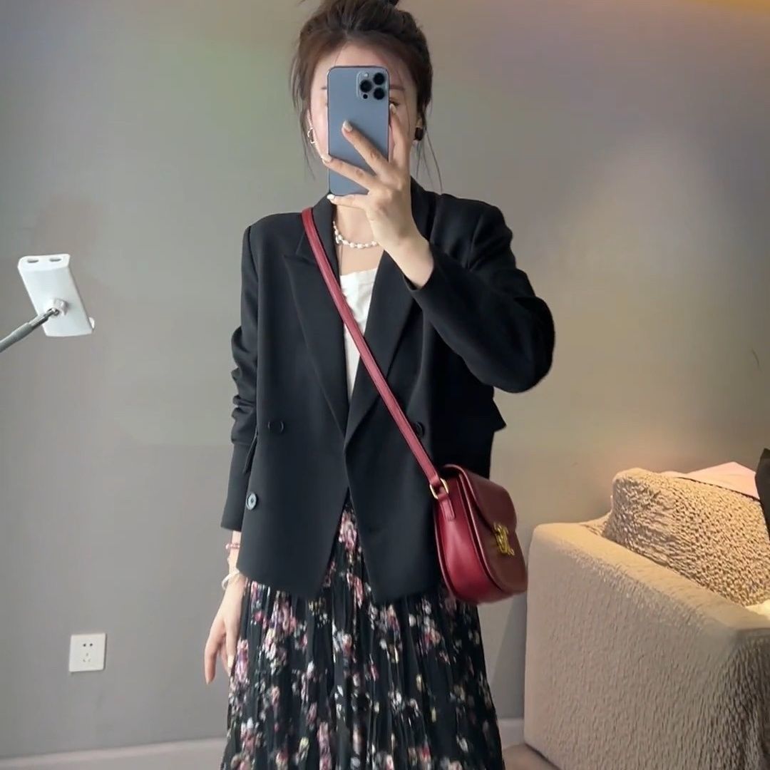 春秋季西裝外套女新款小個子短款休閒時尚氣質顯瘦小西服上衣女