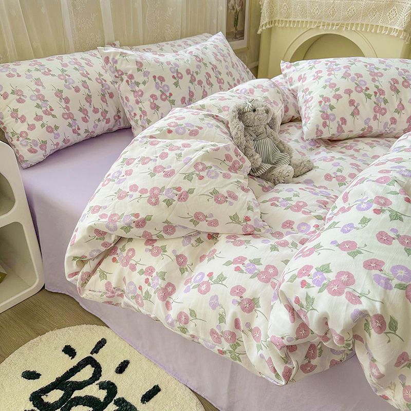 韩系ins高颜值可爱松鼠被套水洗棉四件套床上用品床单宿舍三件套4