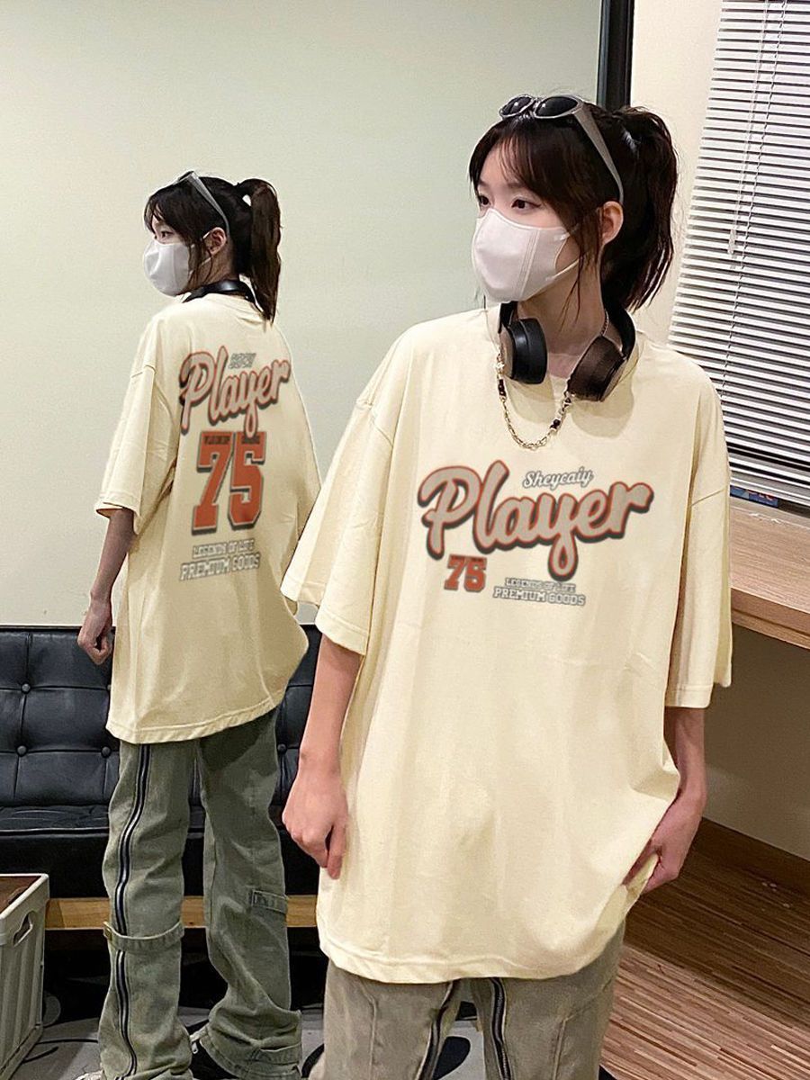 100%純棉280克重磅短袖t恤男女簡約美系復古寬鬆百搭ins情侶上衣