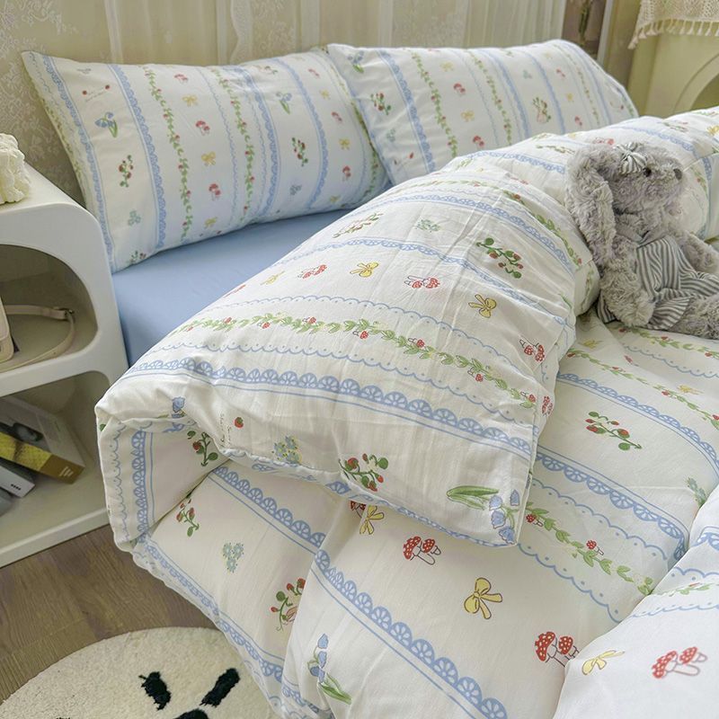 ins韩系简约涂鸦小动物水洗棉被套四件套床上用品床单宿舍三件套4