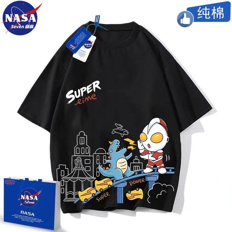 NASA奥特曼衣服男童帅气夏季纯棉T恤短袖薄款卡通赛罗上衣中大童