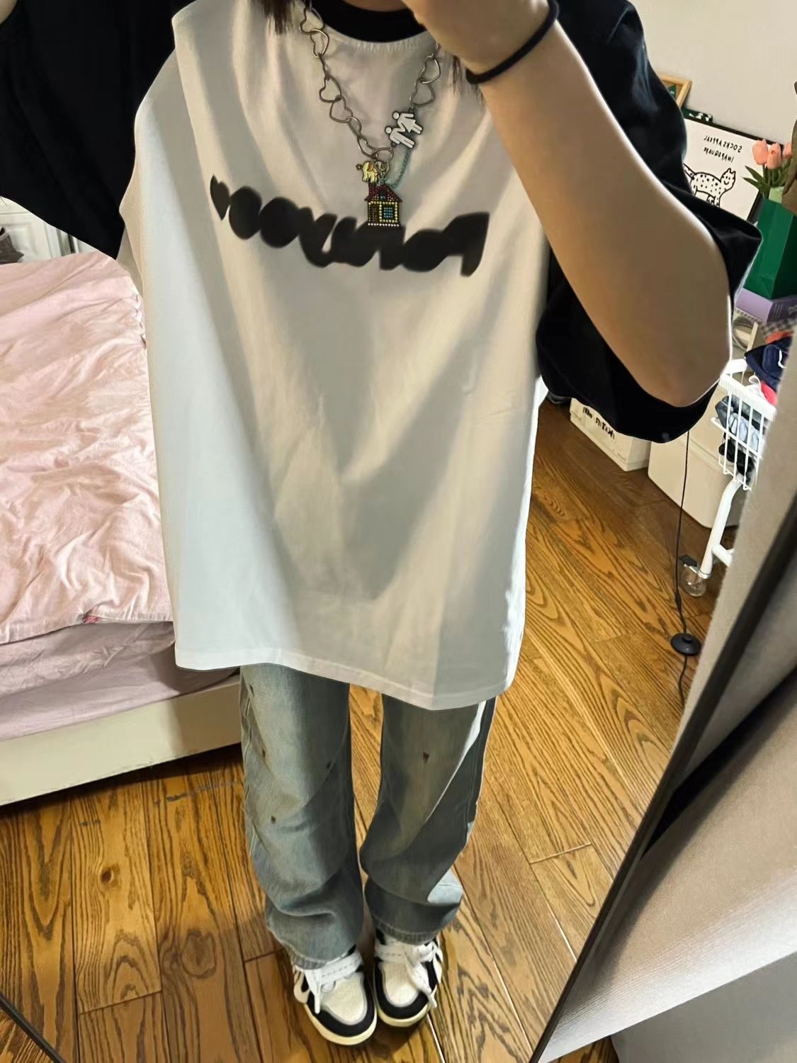 美式復古字母印花短袖t恤女夏季寬鬆設計感小眾半袖純棉情侶上衣