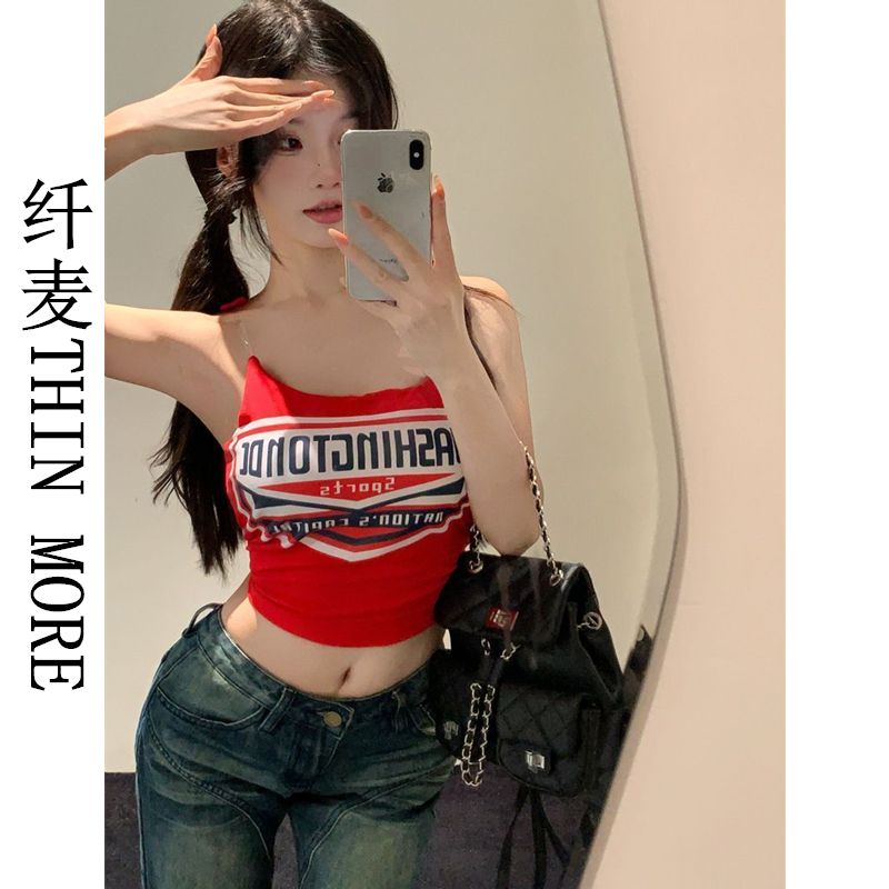 纖麥THIN MORE美式辣妹吊帶背心女設計感短款修身外穿無袖上衣夏