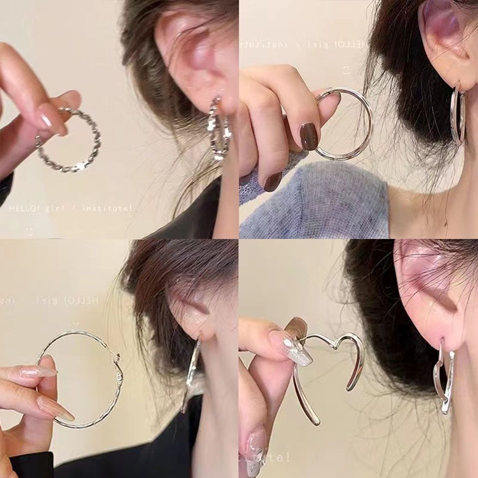 高級感不規則圓圈耳環女輕奢小眾設計感網紅氣質誇張耳圈耳扣耳飾