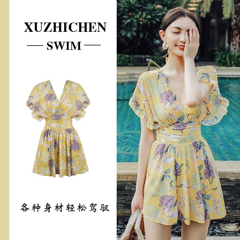 Women's Swimsuit 2023 New Style Covering Belly, Slimming, Conservative Hot Spring Small Breast Gathering, High-end Swimwear Summer Fat MM Large Size