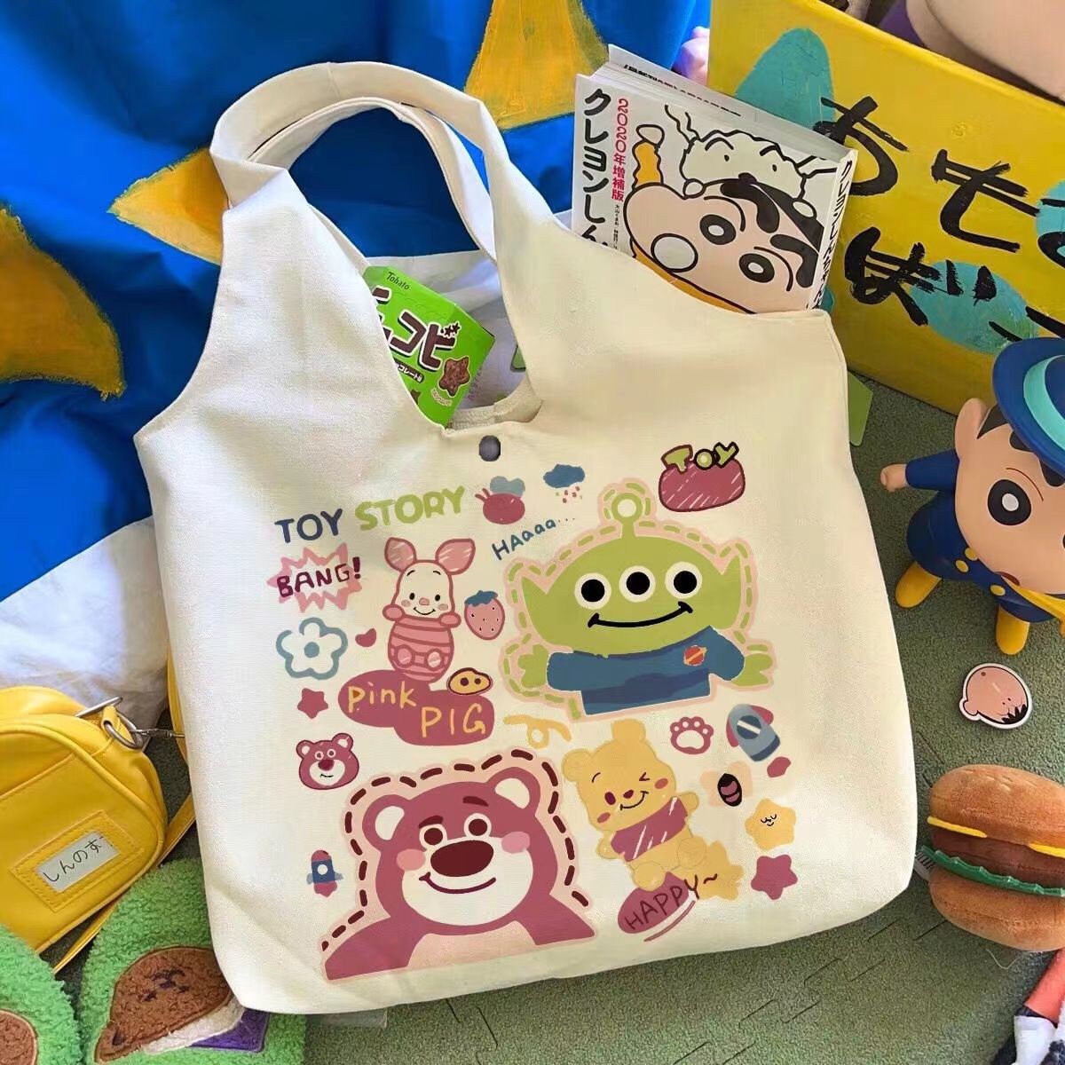 Canvas bag ins literary female student vest canvas bag shoulder bag  new versatile handbag tutorial bag