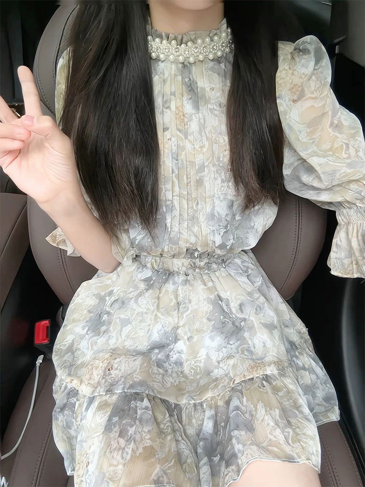 【品牌LALADUDU】微胖mm法式復古連衣裙女夏季收腰顯瘦度假公主裙