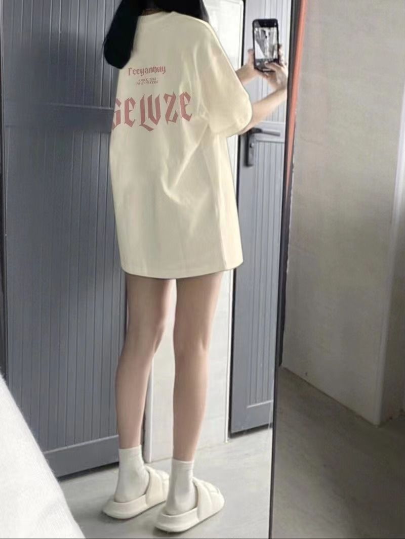 100%純棉美式復古小眾寬鬆簡約設計感短袖t恤女夏季高街潮牌上衣