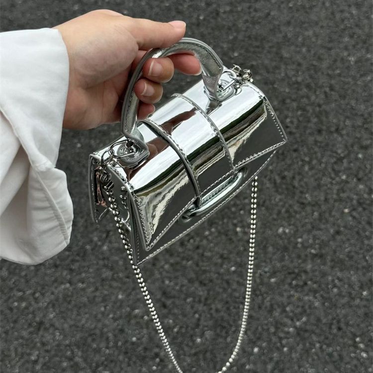 Summer silver beaded chain bag niche mini handbag 2024 new high-end single shoulder crossbody small bag