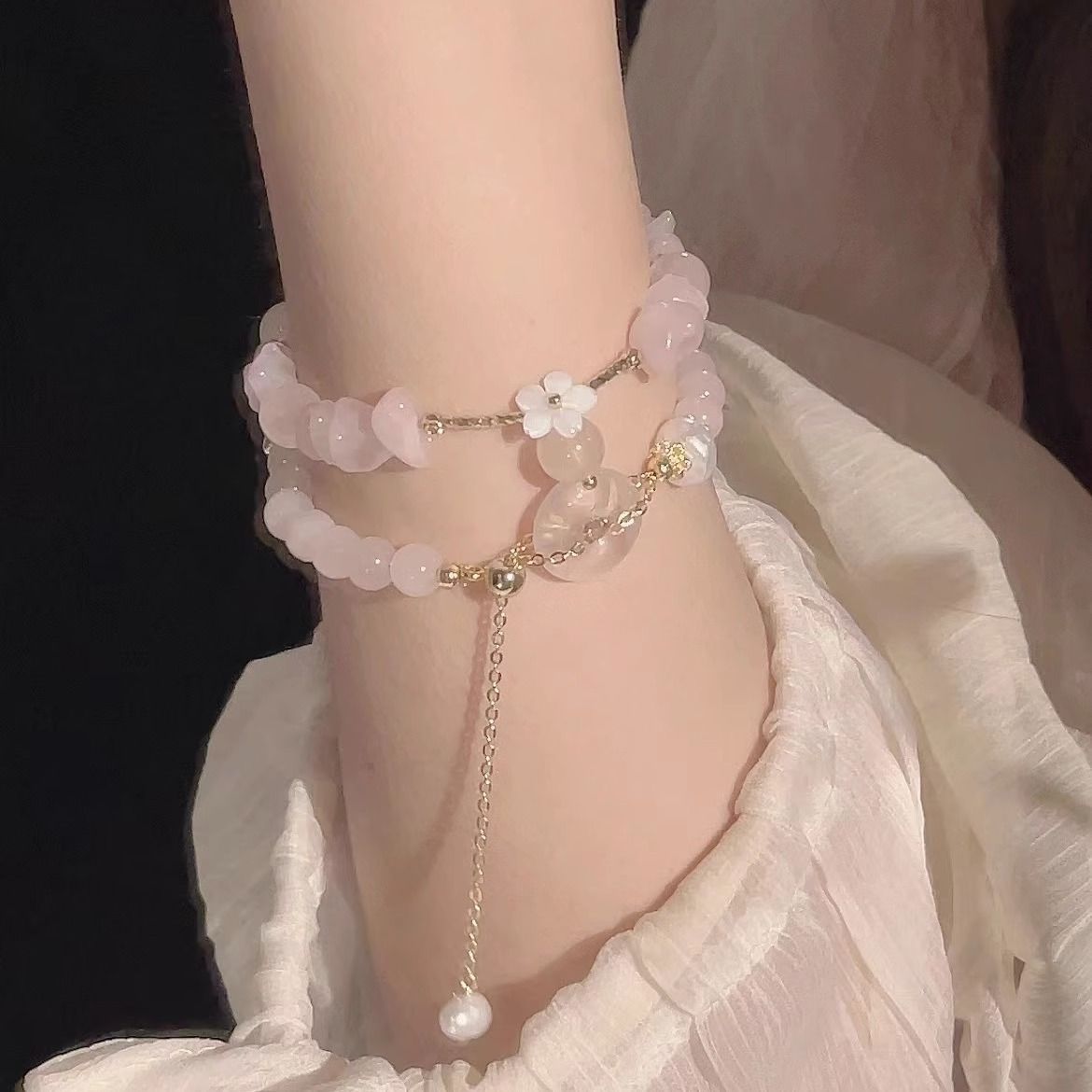 新中式粉色串珠手链小众设计级感潮礼物手环2023年新款闺蜜