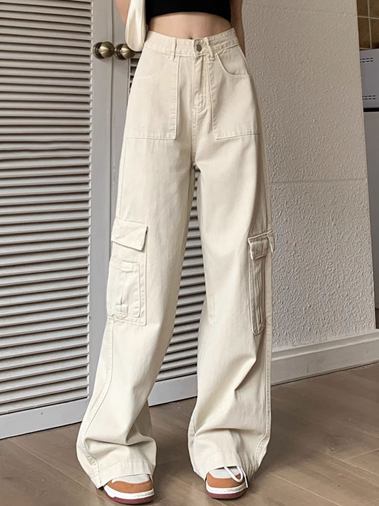 American Retro High Street Straight Overalls Women's Autumn 2023 New Loose Casual Slim Wide Leg Floor-Mopping Pants