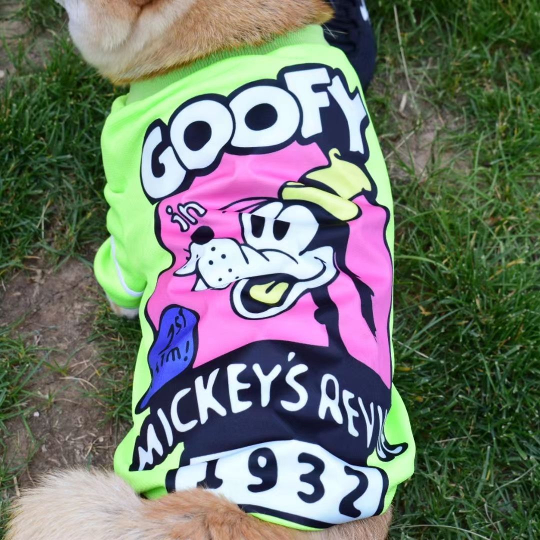 狗狗新款长袖T恤靓丽彩色卡通T恤中型犬大型犬狗狗衣服宠物外出衣