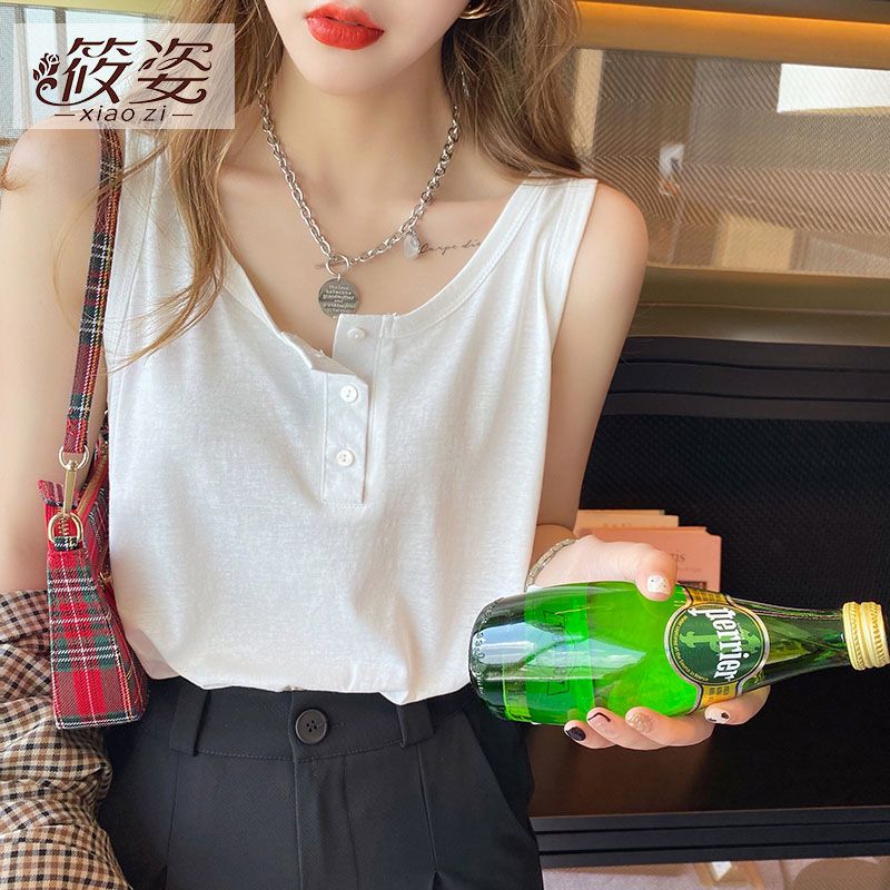 筱姿寬鬆吊帶背心女內搭時尚洋氣外穿小眾設計感純棉夏季無袖上衣