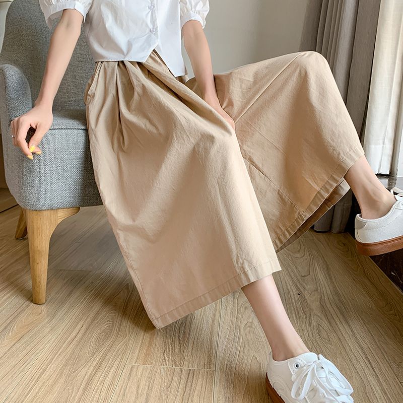 Skirts for women summer thin  new casual workwear cropped pants loose military green wide leg pants for small people