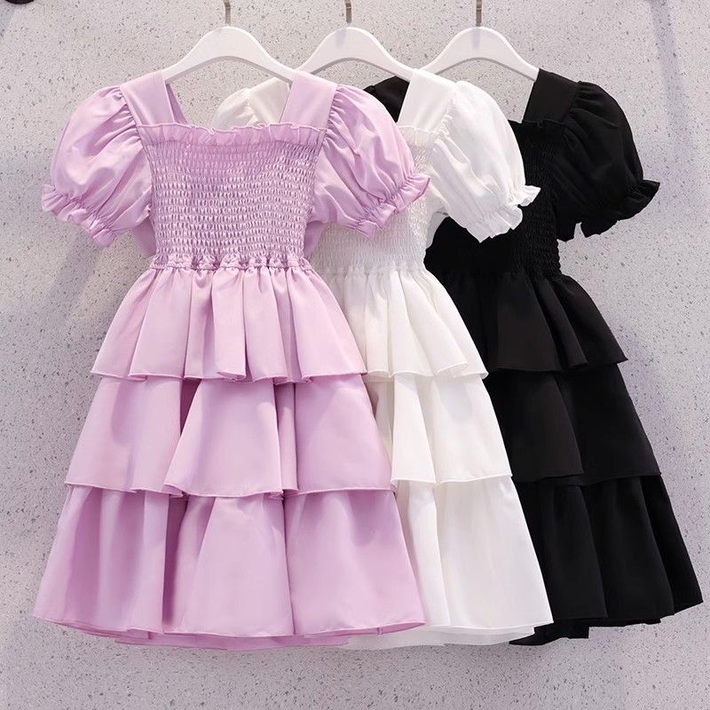 Girls dress summer fashion style children little girl backless skirt cake skirt summer new fluffy princess dress