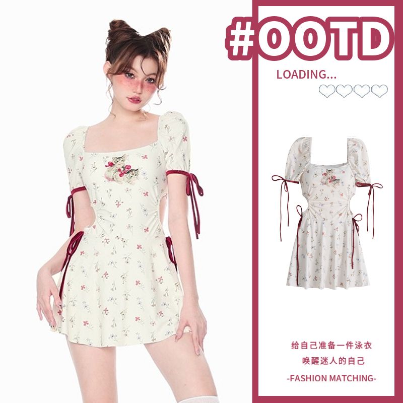 Internet celebrity style swimsuit for women summer 2023 new sweet little belly-covering slimming skirt girl conservative fashionable swimsuit