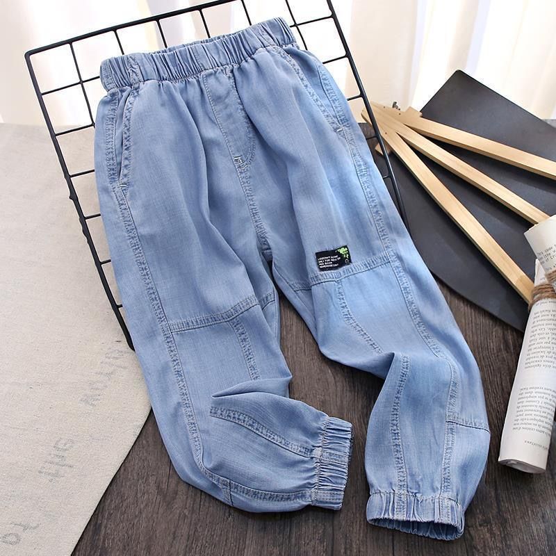 Children's Pants Summer  Spring and Summer New Boys' Jeans Thin Style Medium and Large Children's Loose Casual and Versatile Pants Trendy