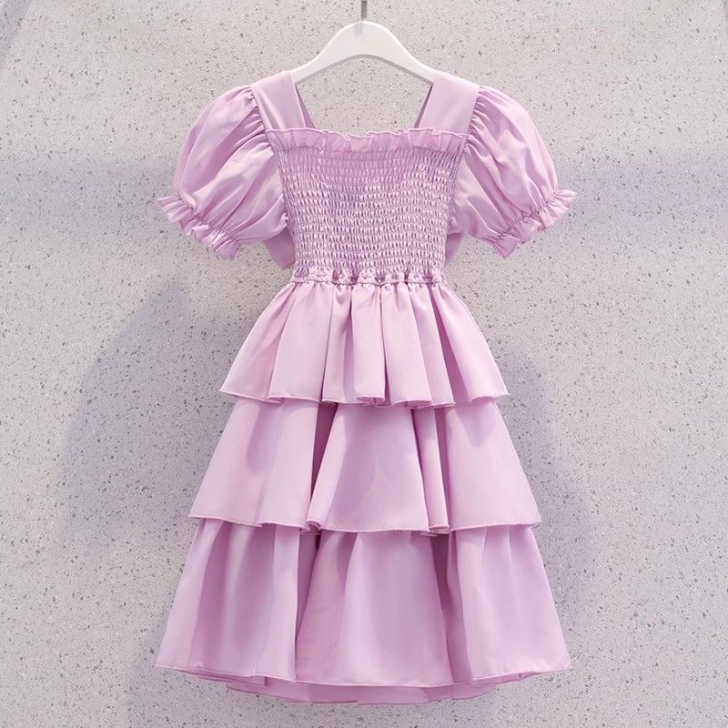 Girls dress summer fashion style children little girl backless skirt cake skirt summer new fluffy princess dress