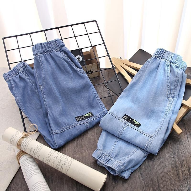 Children's Pants Summer  Spring and Summer New Boys' Jeans Thin Style Medium and Large Children's Loose Casual and Versatile Pants Trendy