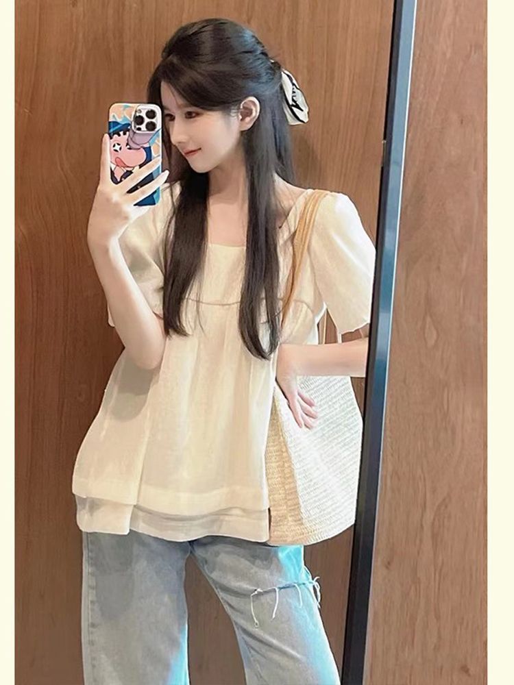 遮肚子襯衫女夏季2023新款減齡獨特别致設計感小眾上衣