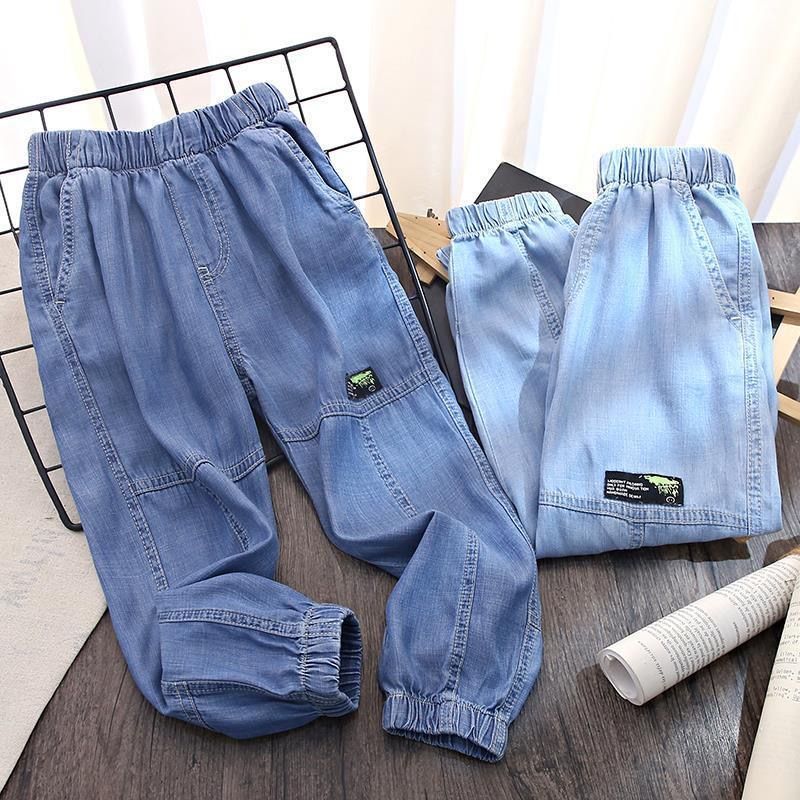 Children's Pants Summer  Spring and Summer New Boys' Jeans Thin Style Medium and Large Children's Loose Casual and Versatile Pants Trendy