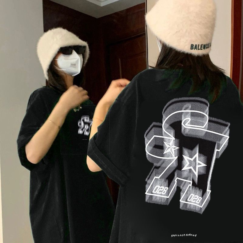 100%純棉280克重磅模糊字母hiphop歐美短袖嘻哈ins高街t恤男半袖