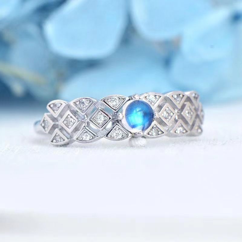Natural Moonstone Ring In Sterling Silver Vintage Design Women_voghion.com