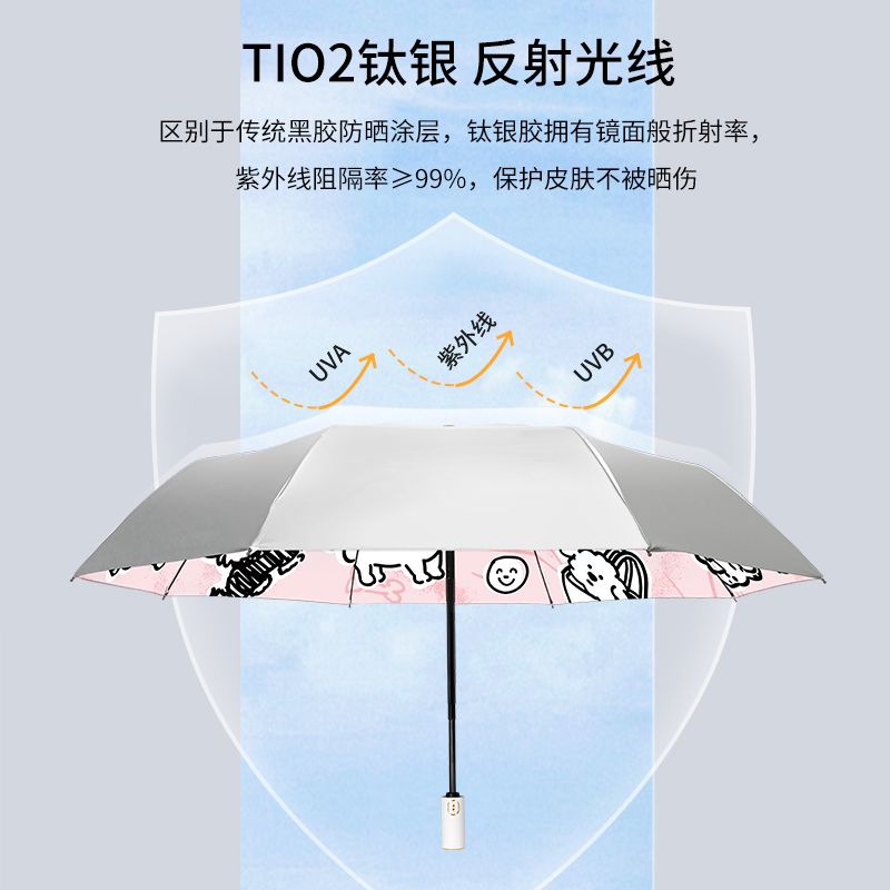 知伞钛银防晒伞可爱雨伞晴雨两用女高颜值防紫外线太阳伞小巧便携