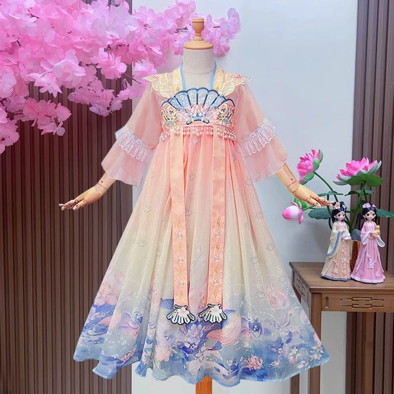 Children's Hanfu Summer Ancient Style Super Fairy Dress Girls Tang Suit Summer Style 2023 New Little Girls Ancient Costume Skirt