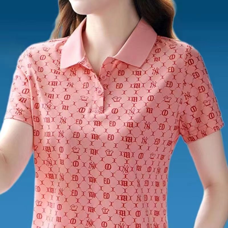 撿漏~外貿尾單大牌剪標撤櫃女士t恤短袖顯瘦吸汗翻領女polo衫