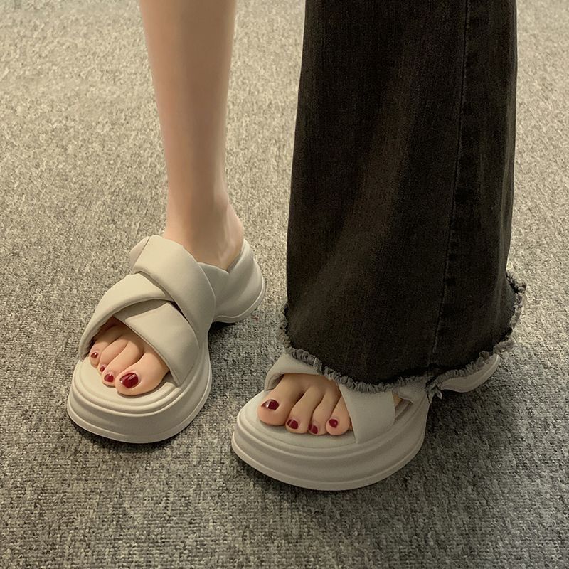 厚底拖鞋女外穿2023年夏季新款時尚百搭一字拖鞋女防滑涼拖鞋女潮