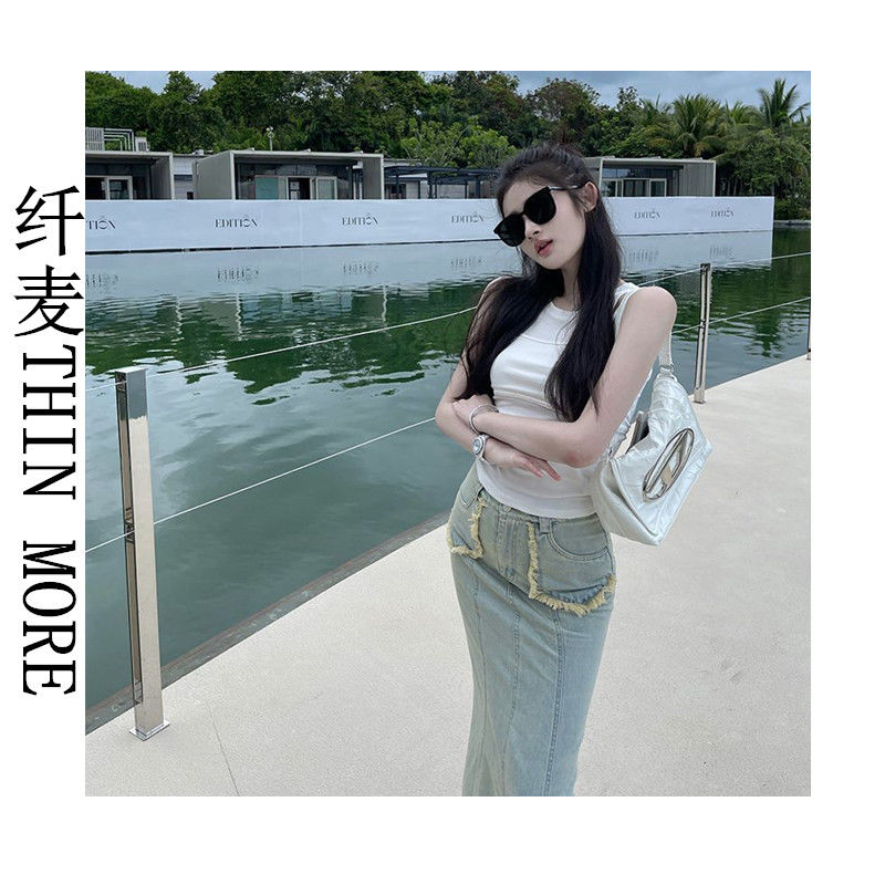 纖麥THIN MORE甜美設計感假兩件吊帶背心女辣妹短款外穿無袖上衣