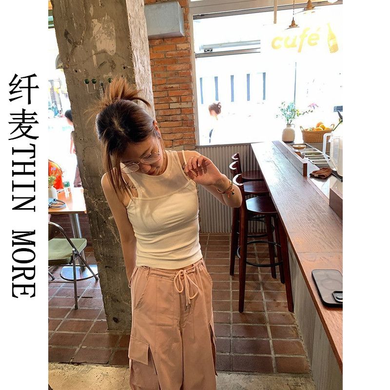 纖麥THIN MORE背心女夏季設計感百搭修身顯瘦辣妹無袖吊帶上衣女