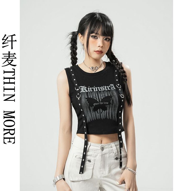 纖麥THIN MORE辣妹穿搭純欲短款上衣美背心女設計感小眾無袖外穿