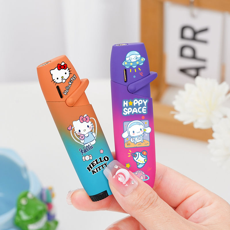 New cool and cute cartoon creative personality gradient strawberry bear windproof lighter for boyfriend and girlfriend