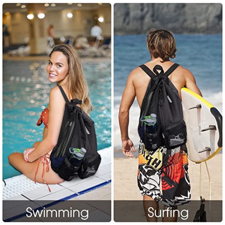 Swimming Mesh Drawstring Backpack For Gym Beach And Workout_voghion.com