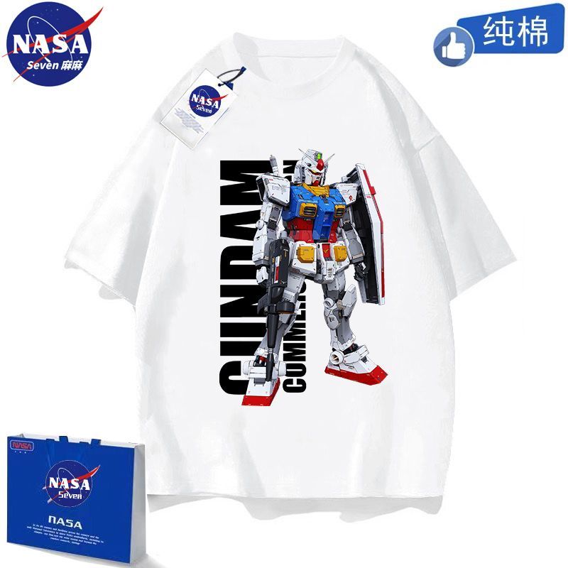 NASA co-branded pure cotton T-shirt boys' summer assault on Gundam short-sleeved Western-style thin tops medium and large children's clothing