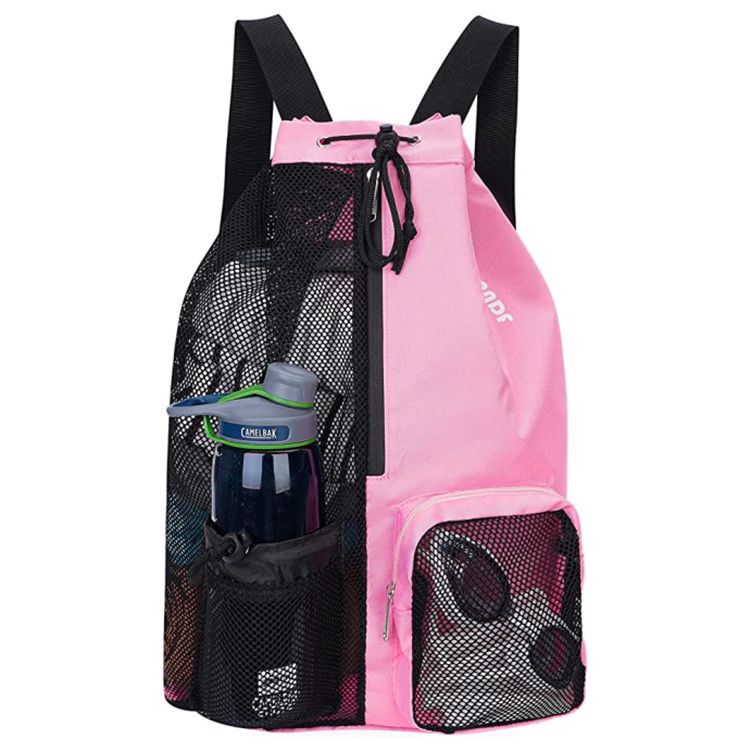 Swimming Mesh Drawstring Backpack For Gym Beach And Workout_voghion.com