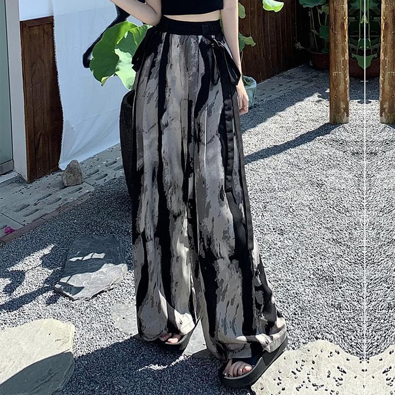 Straight-leg trousers for middle and large children, wide-leg trousers, girls' trousers, summer thin new national style trousers, children's summer casual trousers