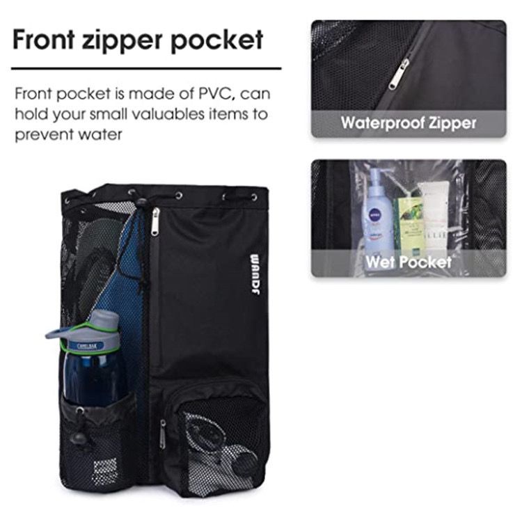 Swimming Mesh Drawstring Backpack For Gym Beach And Workout_voghion.com