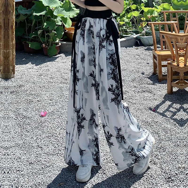 夏季女童闊腿褲兒童褲子冰絲褲2023新款防蚊褲女中大童夏裝長褲